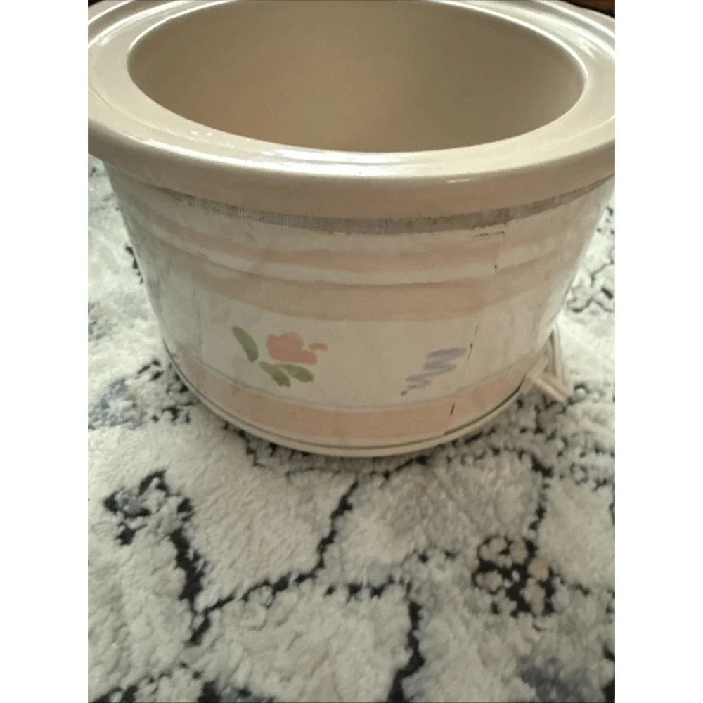 Vintage 90s Rival Little Dipper Electric Stoneware Server Floral Design Lid